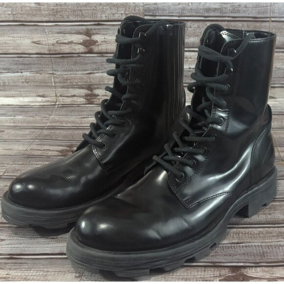 Diesel D-Hammer BT Gloss Leather Boots size 12.5 US color black mspr $495